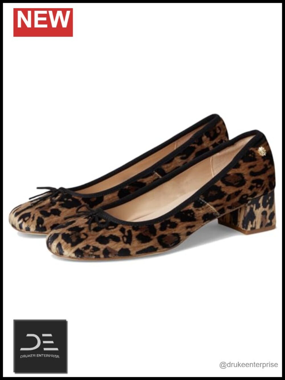 Block Heel Pumps Velvet Leopard Ankle Strap Slip-On